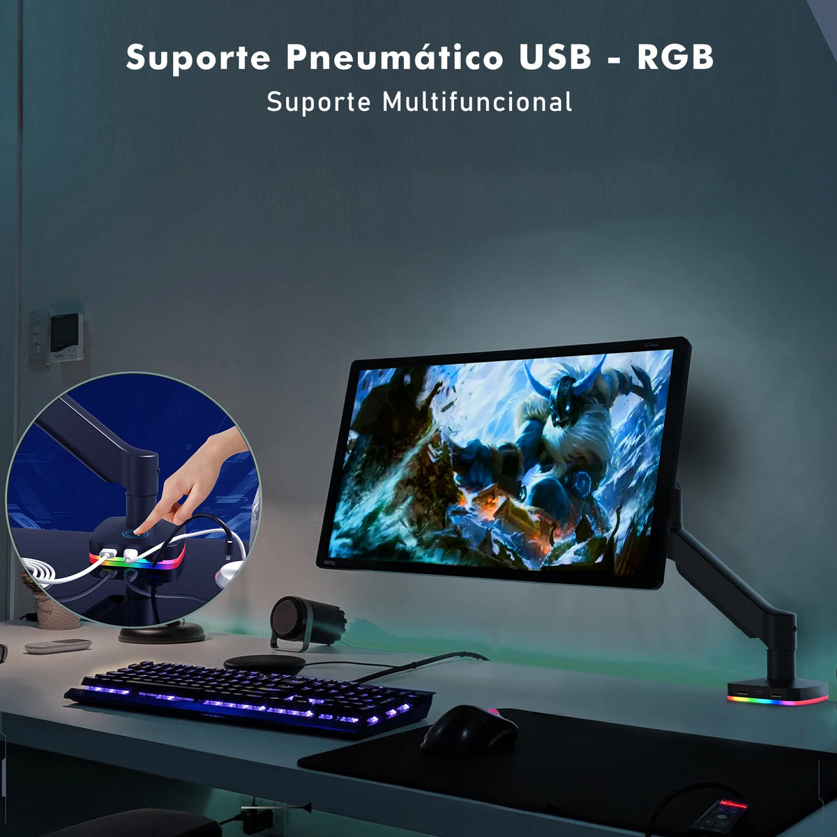 Suporte Braço Articulado para Monitor com RGB